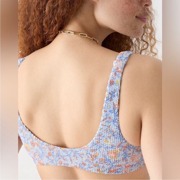 J.CREW Scrunchie Knotted Scoopneck Bikini Top in Afternoon Floral size 2X NEW - Picture 4 of 12